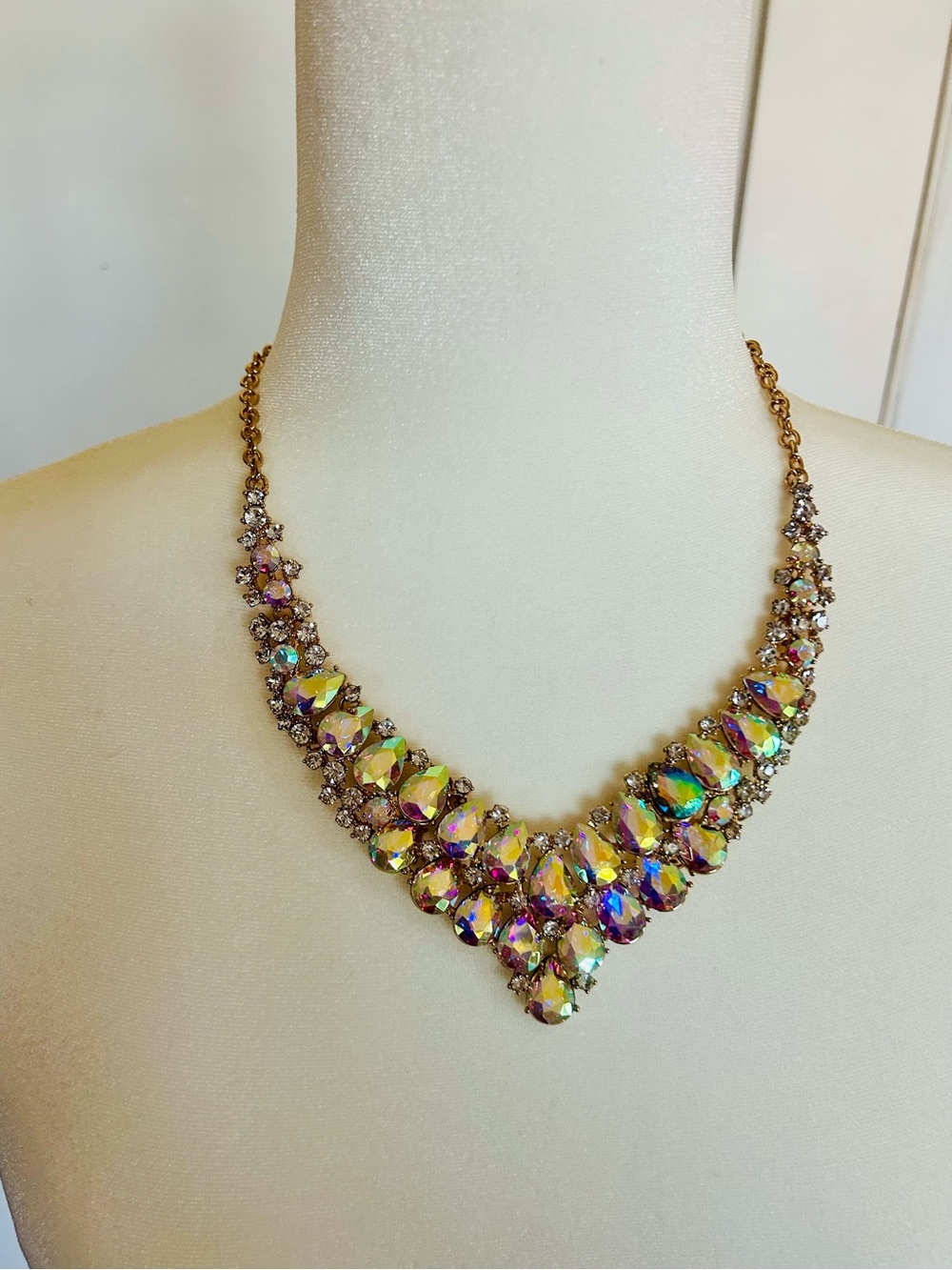 Aurora Crystal Statement Necklace - Gold Tone